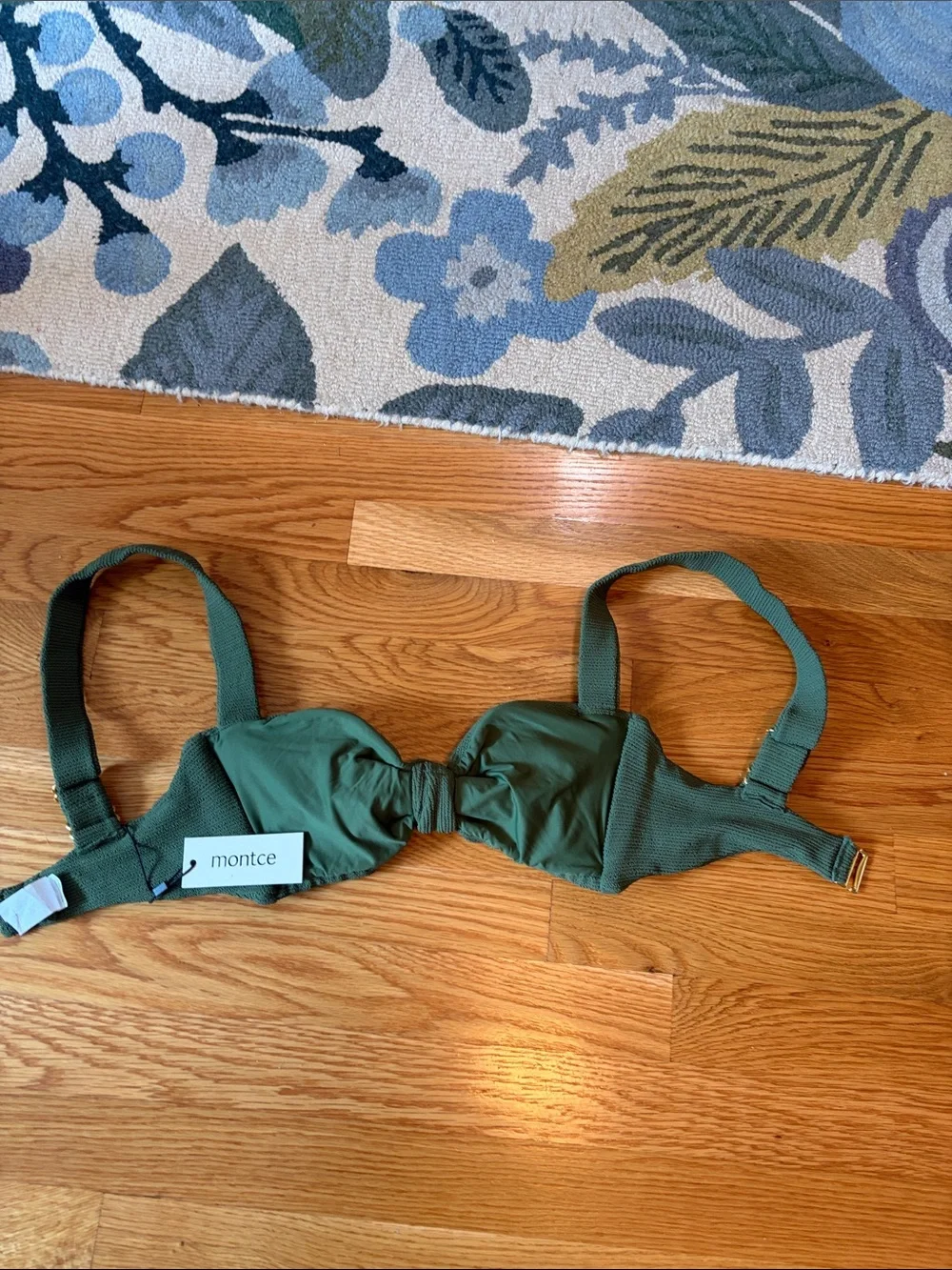 Montce Olive Micro Scrunch Hayden Bikini Top Size M NWT